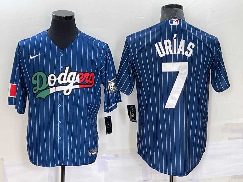 Los Angeles Dodgers #7 Julio Urias Navy Blue Pinstripe 2020 World Series Cool Base Nike Jersey,We sell and wholesale Los Angeles Dodgers #7 Julio Urias Navy Blue Pinstripe 2020 World Series Cool Base Nike Jersey on line form chian!
